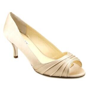 NEW Nina Rose Gold Satin Peep Toe Pumps Size 36.5